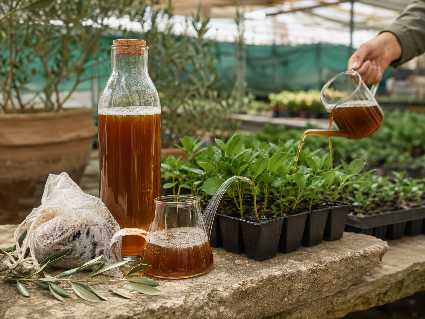 Compost tea applied in an agricultural setting — 3:2